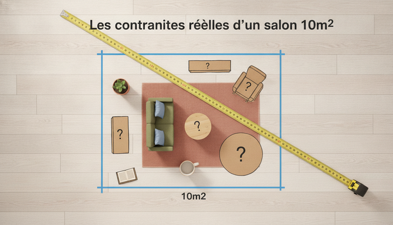 Aménagement petit salon 10m2 : toutes les astuces : Les contraintes réelles d'un salon 10m2